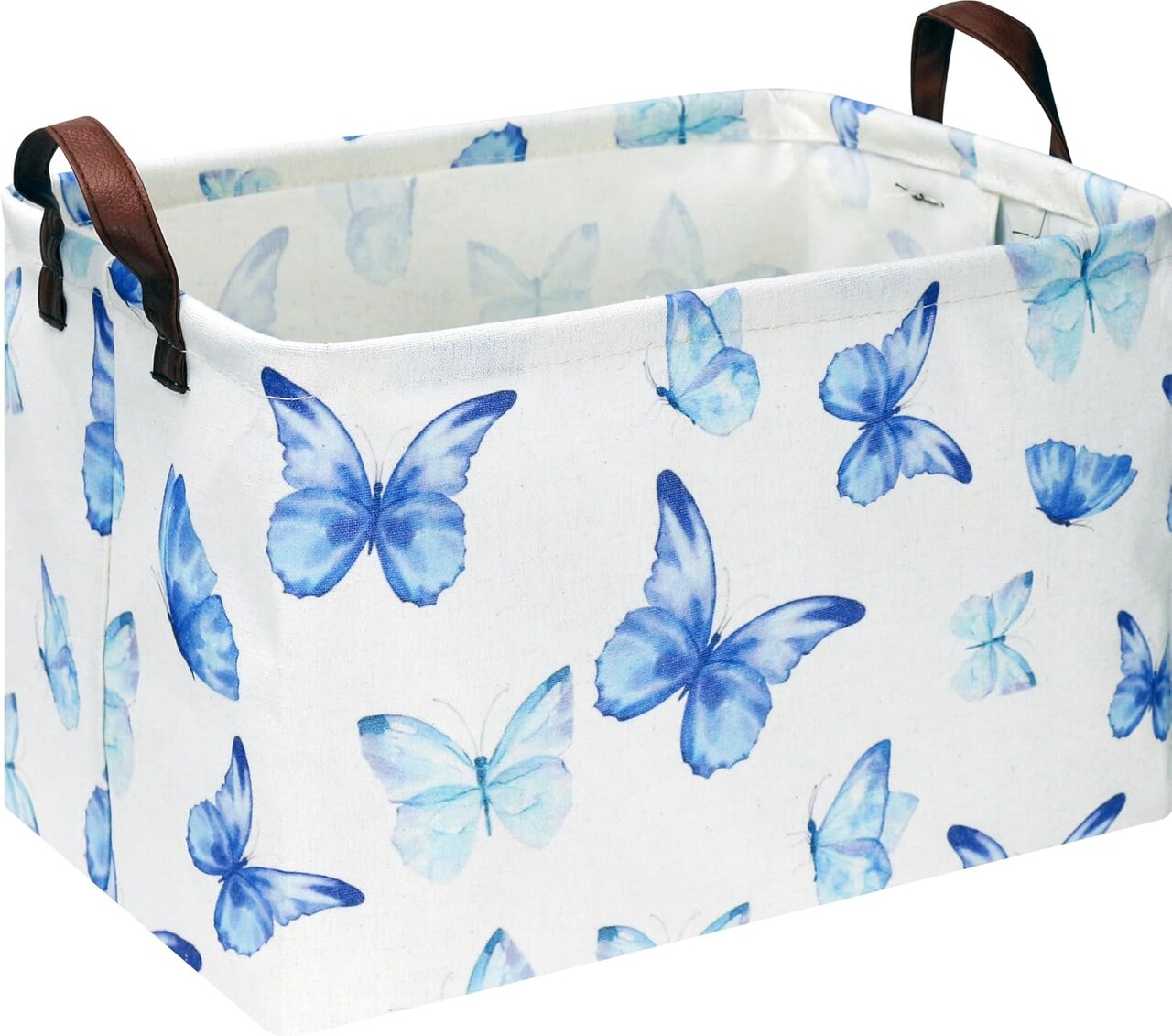Butterfly Summer Storage Basket, Collapsible Gift Basket with Handles,Kids Toys/Books Box,Room Decor(Blue Butterfly)